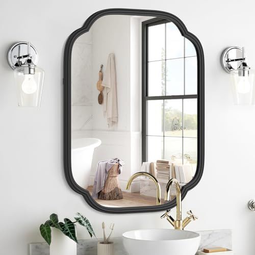 Ferytange Black Bathroom Mirror for Wall, 18" x 24" Rectangular Wall Mirror for Bathroom Metal Frame Farmhouse Rounded Corner Wall Mirror (Horizontal/Vertical) - Image 2