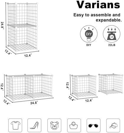 C&AHOME Wire Cube Storage, 2-Cube Storage Organizer Metal, C Grids, White - Image 3