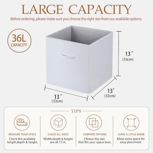 WUIKE 13 x 13 x 13 Storage Cubes, White, Faux Leather Front, 4-Pack - Image 2