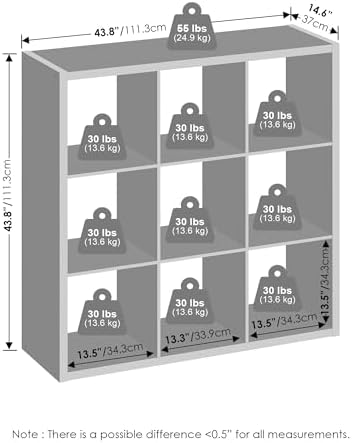 Furinno Cubic Extra Thick 9-Cube Closet Organizers and Storage, Light Grey - Image 2
