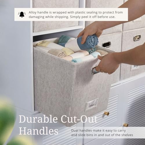 DECOMOMO Felt Storage Bins, 11 inch Cube Storage Bin with Labels - Image 6