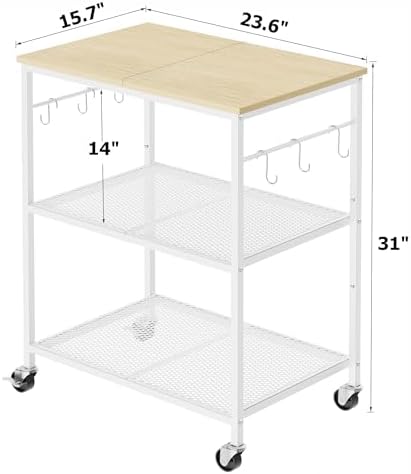 Homleke 3-Tier Rolling Kitchen Microwave Cart, Utility Cart - Image 4