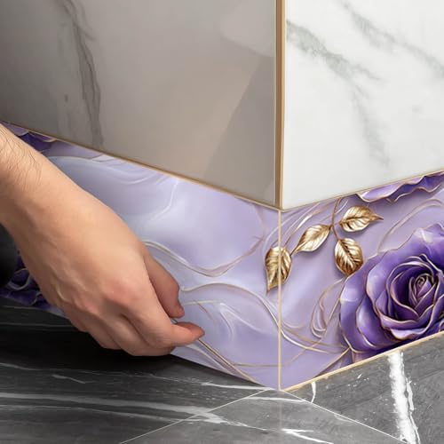 IVN Wallpaper Border Peel and Stick Wall Violet Gold Rose 4x196 Inch - Image 6