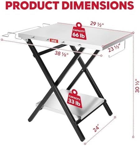 Feasto Outdoor Grill Table, Folding Prep Table, 30" x 24", Stainless Steel - Image 3