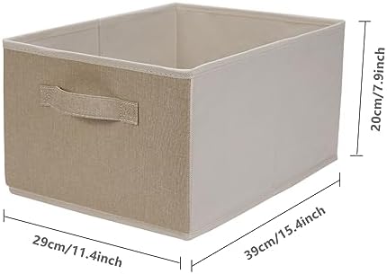 Collapsible Sorage Bins, Storage Cubes Baskets Collapsible Fabric Storage Boxes with Handles for Home and Office (Set of 4, Beige, 15.4 x 11.4 x 7.91inch) - Image 7