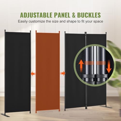 VEVOR Room Divider, 4 Panel Room Dividers and Folding Privacy Screens, Fabric Partition Room Dividers for Office, Bedroom, Dining Room, Study, Freestanding, Black - Image 4