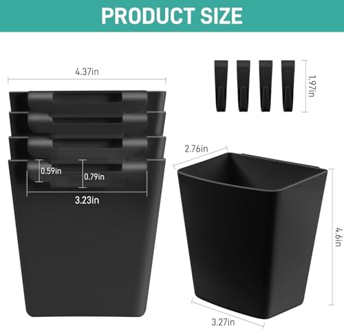 5 Pack Hanging Cup Holders, Multipurpose Rolling Cart Accessories Utility Cart Accessories For Art Craft Supplies, Space Saving Hanging Storage Basket Pencil Holder Makeup Organizers (Black) - Image 7