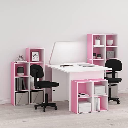 Furinno PASIR Book Shelf, 4-Tier Modern Bookshelf, Open Shelves Bookcase 9 x 12 x 42, Easy Assembly, for Living Room, Bedroom, Home Office, Pink/White - Image 2