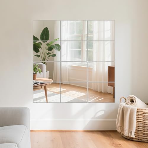 Wall Mirror Tiles Full Length, 16 x 12 Inch x 12Pcs Frameless Home Gym Mirror for Wall Mounted Decorative Full Body - Image 5