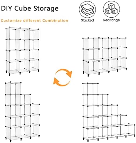 AWTATOS Closet Organizer, 12 Cube Storage Organizer, Translucent - Image 6