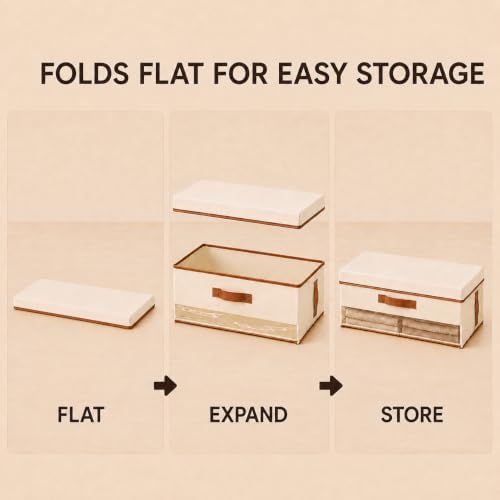 4 Pack Fabric Storage Bins with Lids, 26L Each, Clear Window Foldable Closet Organizers for Clothes, Blankets and Bedding - Image 6