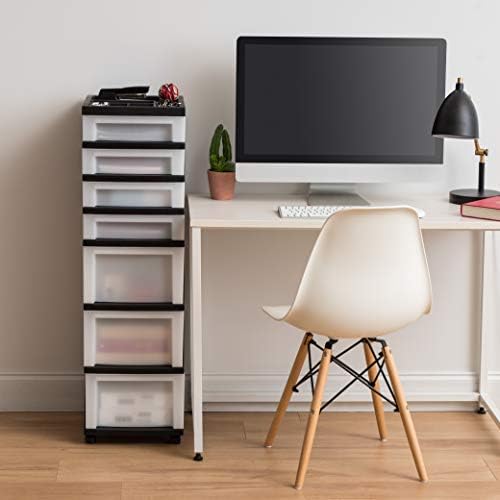 IRIS USA 7-Drawer Rolling Storage Cart, Black/Pearl - Image 2