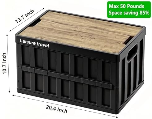 VIMI 50L Collapsible Storage Bins with Lids Stackable Utility Crates with Handles Plastic Large Folding Containers for Organizing Tools,Books,Food,Drinks,Camping&Transport (Black-3 Pack) - Image 4