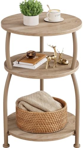 3-Tier Round Side Table, 15.7 inch End Table Nightstand by designyourhome