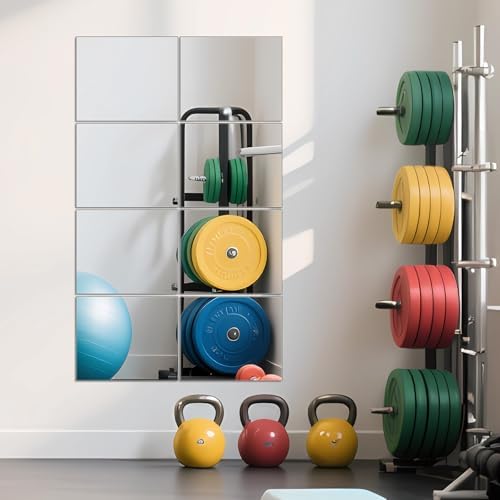 Full Length Mirror Tiles, 12" x 10" x 8PCS Frameless Wall Mounted Mirror - Image 2