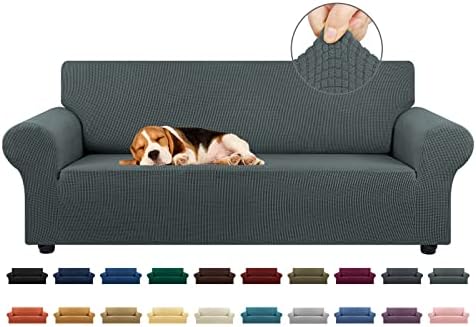 KEKUOU Stretch Couch Covers for Sofa, 3 Cushion Couch Slipcover,Grey by KEKUOU