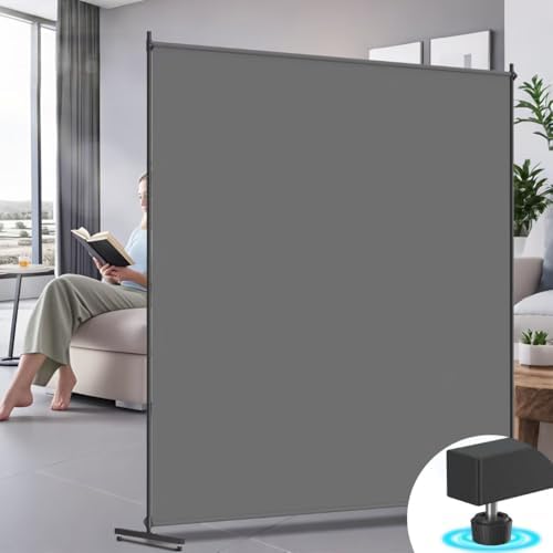 Room Divider, 72x72Inch Large Single Panel Privacy Screen,Thickened Fabric,Free Standing Partition Wall for Room Separation,Portable for Office,Bedroom,Patio,Gray by Unknown
