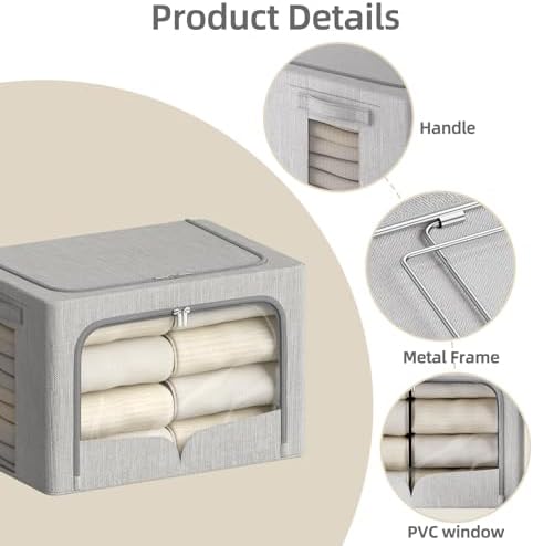 FHSQX 3 Pack Clothes Storage Bins,Light Gray, 15.7x11.8x9.8inch(30L) - Image 4