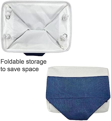 TheWarmHome Storage Basket for Organizing - Medium 3 Pack 14x10x7 inch Fabric Storage Cubes for Shelves with Rope, Collapsible Storage Bin for Organizer Closet Cloth Gift Toy (White & Jean Blue) - Image 7