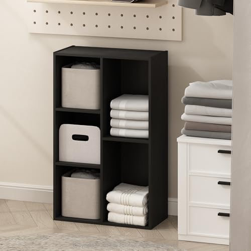 Furinno Reed Closet Organizers and Storage, 5-Cube Reversible Closet Shelves, Closet Organization Shelf, 9.4 x 19.5 x 31.5, for Bedroom, Closet, Blackwood by Furinno-FitsYourSpaceFitsYourBudget