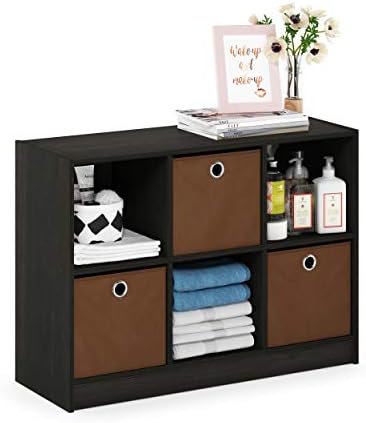 Furinno Basic 6-Cube Book Shelf with Open Shelf, 3 x 2, Espresso by Furinno-FitsYourSpaceFitsYourBudget