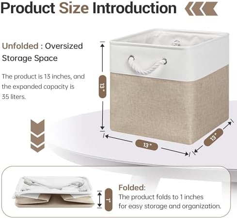 ECDYQXVU 13x13x13 Inch Storage Cube Bins Foldable Organizer Baskets 6 Pack - Image 3