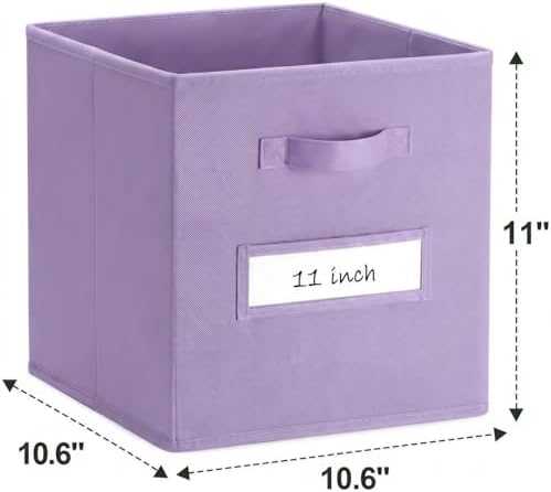 Storage Bins,11" Cube Storage Bin with Labels,10pcs,Purple - Image 3