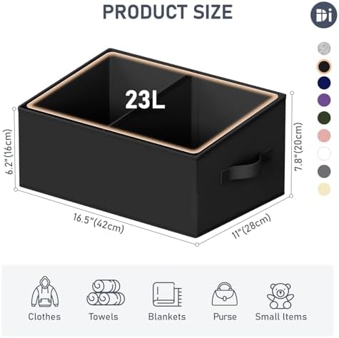 DIMJ Large Closet Shelf Organizer Bins 8 Packs with Handles and Divider, Fabric Trapezoid Storage Baskets, Foldable Clothes Containers Box for Shelf, Towel, Book, Toy, Purse, Hats, Black - Image 3