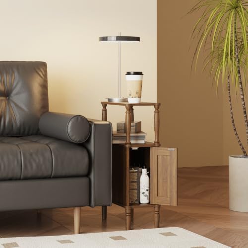 Veegle Narrow Nightstand,Skinny Slim End Side Table (Dark Walnut Brown) - Image 5