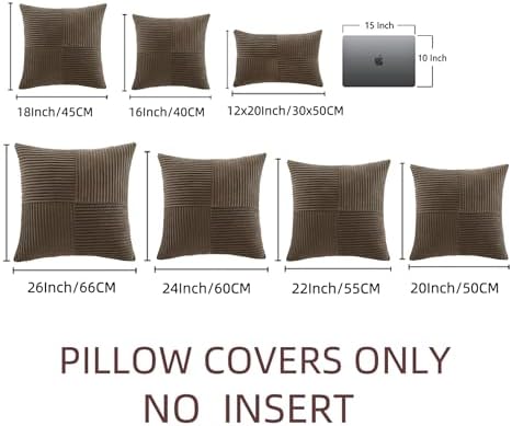 Fancy Homi 2 Packs Dark Brown Lumbar Decorative Throw Pillow Covers 12x20 Inch for Living Room Couch Bed, Rustic Farmhouse Boho Home Decor, Soft Striped Corduroy Rectangle Accent Cushion Case 30x50 cm - Image 6