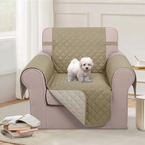 U-NICE HOME Reversible Recliner Chair Covers, Light Camel/Beige - Image 2