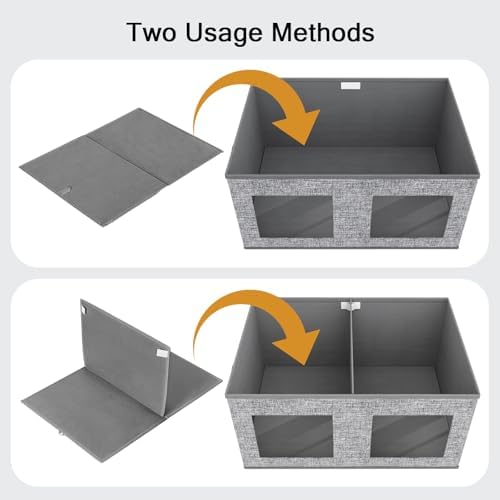 Univivi Large Fabric Storage Bins with Lids for Clothes 2 Pack, Grey - Image 3