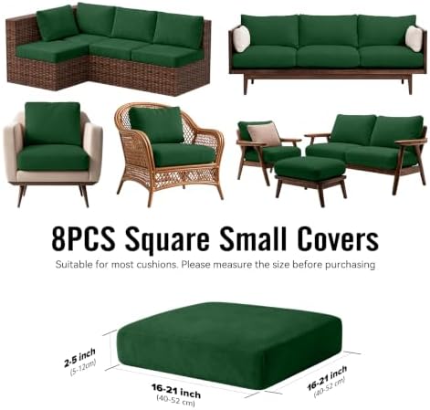 8Pcs Outdoor Cushion Covers, Stretch Patio Furniture Couch Chair Slipcovers - Image 2