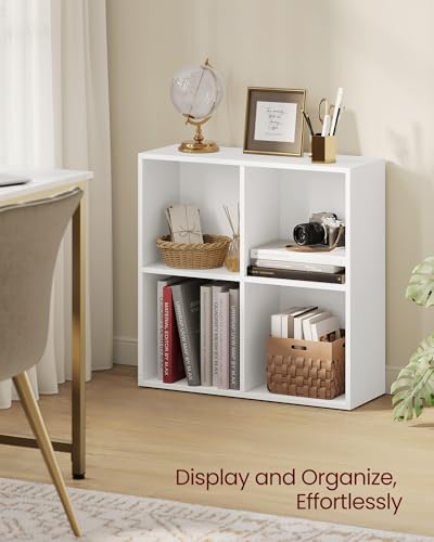 VASAGLE Bookshelf, 4 Cubes Storage Organizer, 25.9 x 9.4 x 25.8 Inches - Image 4
