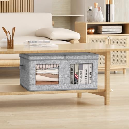 Univivi Large Fabric Storage Bins with Lids for Clothes 2 Pack, Grey - Image 6