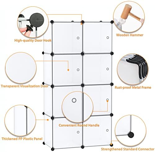 C&AHOME 8-Cube Storage Organizer with Door Cube Shelf Closet Cabinet White - Image 5