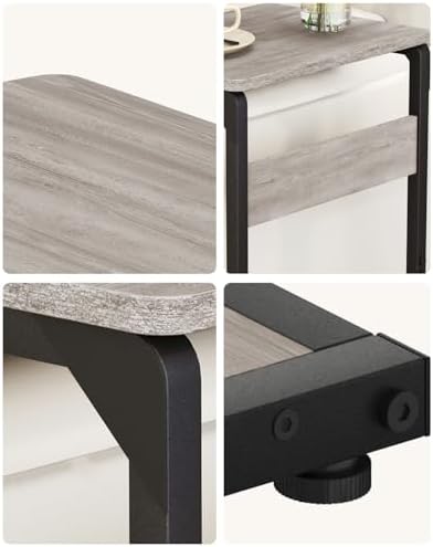 Wood Pedestal Snack TV Trays Set of 2, Small C Shaped NightStand ET-YB-GYW2 - Image 7