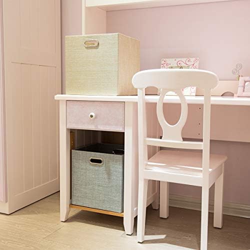 Posprica Foldable Storage Bins,13×13 Storage Cubes Basket Containers for Shelf Cabinet Bookcase Boxes,Thick Fabric Drawers - Set of 2, Beige - Image 4