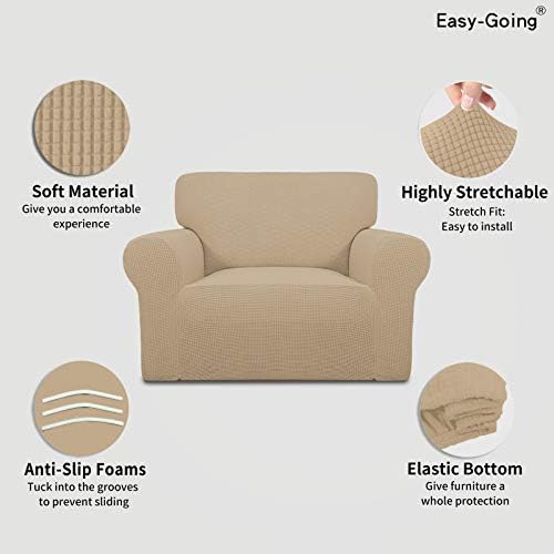 Easy-Going Stretch Oversized Chair Slipcover with Arm Washable Sand - Image 3