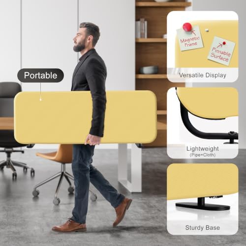 DECOLAB Free Standing Desk Divider, Table Partition 48''x18'' Butter - Image 5