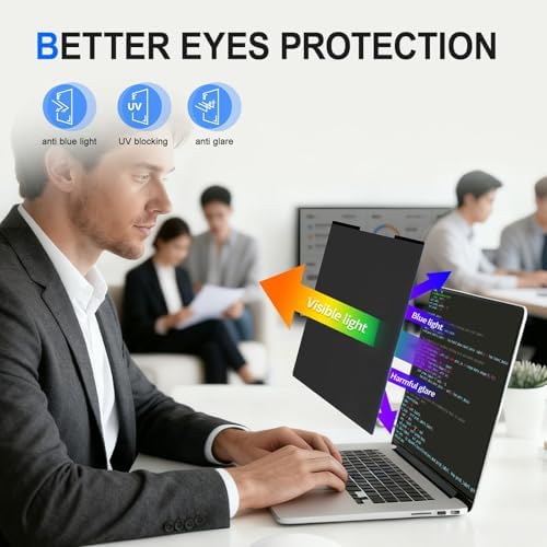 2Pack Magnetic 13.3 Inch Laptop Privacy Screen 16:9 Aspect Ratio, Removable Anti-Blue/Glare Protector Film, Anti Spy Desktop Security Private Filter 13.3in - Image 6
