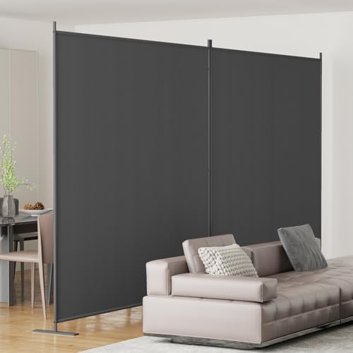 Helios&Hestia 2-Panel 6 ft Tall Indoor Folding Room Divider, Portable Privacy Screen, Freestanding Partition Separator, Temporary Wall Separation for Bedroom, Office, 142" W X 71" H, Dark Grey - Image 2