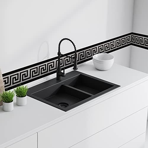 funlife Greece Pattern Peel and Stick Wall Border Stickers, Self Adhesive Skirting Wall Waist Line Decal for Bathroom Wall Vanity Mirror, 78.74"X3.93" Brushed Silver 2 Rolls by funlife