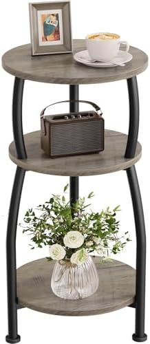 Small Round Side Table, 3-Tier Slim End Table for Small Spaces by designyourhome