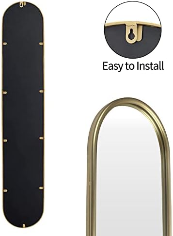 OUSHUAI Gold Full Length Oval Mirror,Narrow Capsule Long Mirrors with Metal Frame for Entryway,Hallway,Living Room 44"X8" (1pc) - Image 3