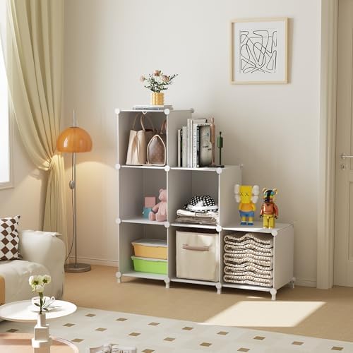 6Cube Storage Organizer Modular Stackable Shelf Closet White - Image 6