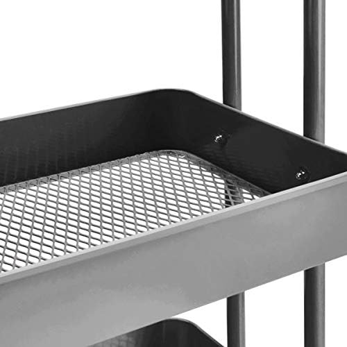 Amazon Basics 3-Tier Rolling Utility or Kitchen Cart, Lockable Wheels, Multifunctional Storage, Mobile Shelving Unit, Metal Storage Organizer, Charcoal - Image 3