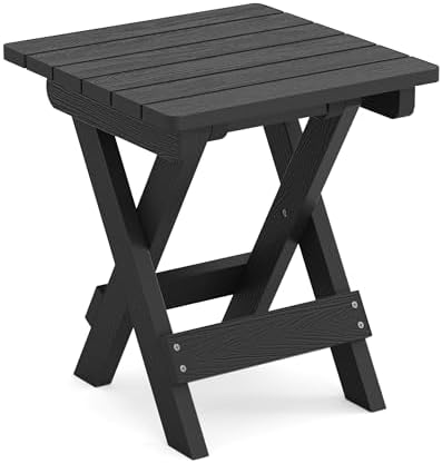 LUE BONA Small Outdoor Folding Side Table, HDPS Outside End Table for Patio, Porch, Deck, Pool, 14 Inch Height, Black (Pack of 2) - Image 7