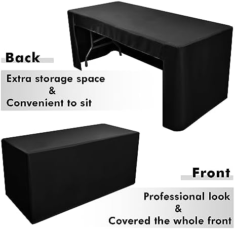 Nasitos 2 Pack Black Tablecloth for 8FT Trade Show Table Covers-Open Back Folding Tablecloths Washable Fabric and Wrinkle Resistant Table Covers for Craft Show, Display Table, Parties, Birthday - Image 4
