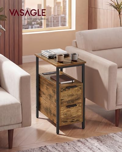 VASAGLE Side End Table with Charging Station, Slim Nightstand with Storage - Image 2